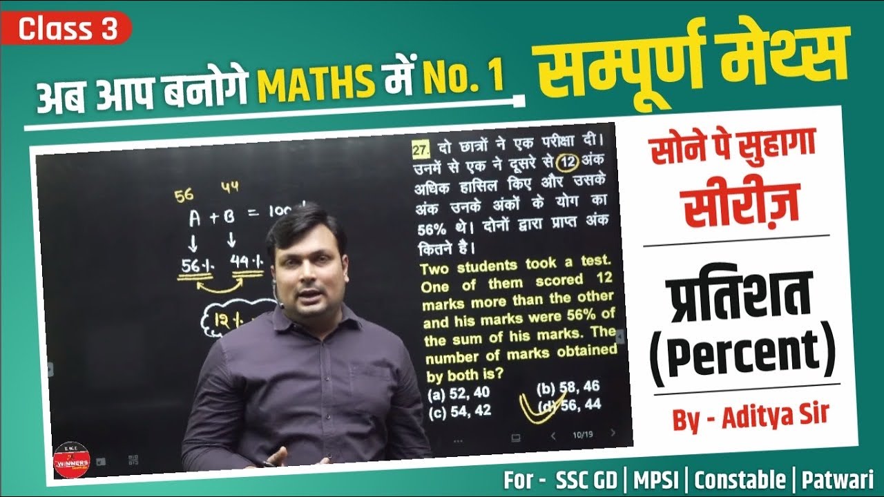 Percent | Class 3 |Percentage MP Police| Percent Trick | Percent Question | percentage by Aditya sir