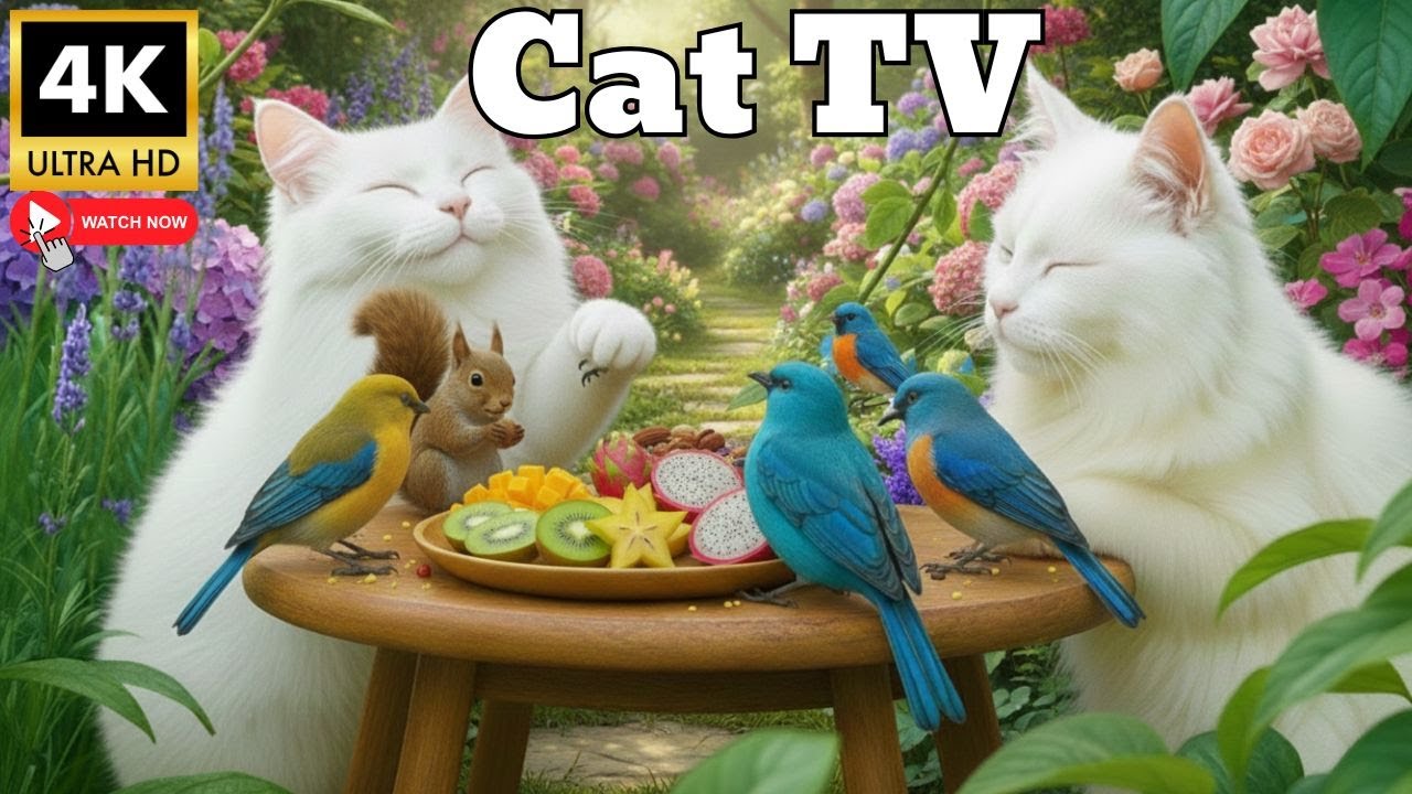 TV for Cats 🐾 Cute Birds & One Sneaky Squirrel — The Perfect Distraction for Happy Cats | 4K UHD