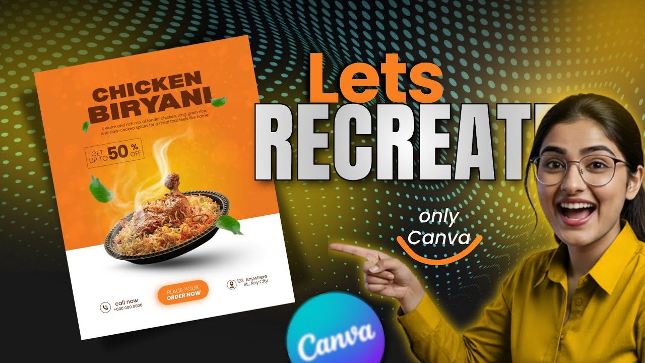 How To Create Biryani Poster in Canva | Beginner Friendly Tutorial | Recreating Poster 