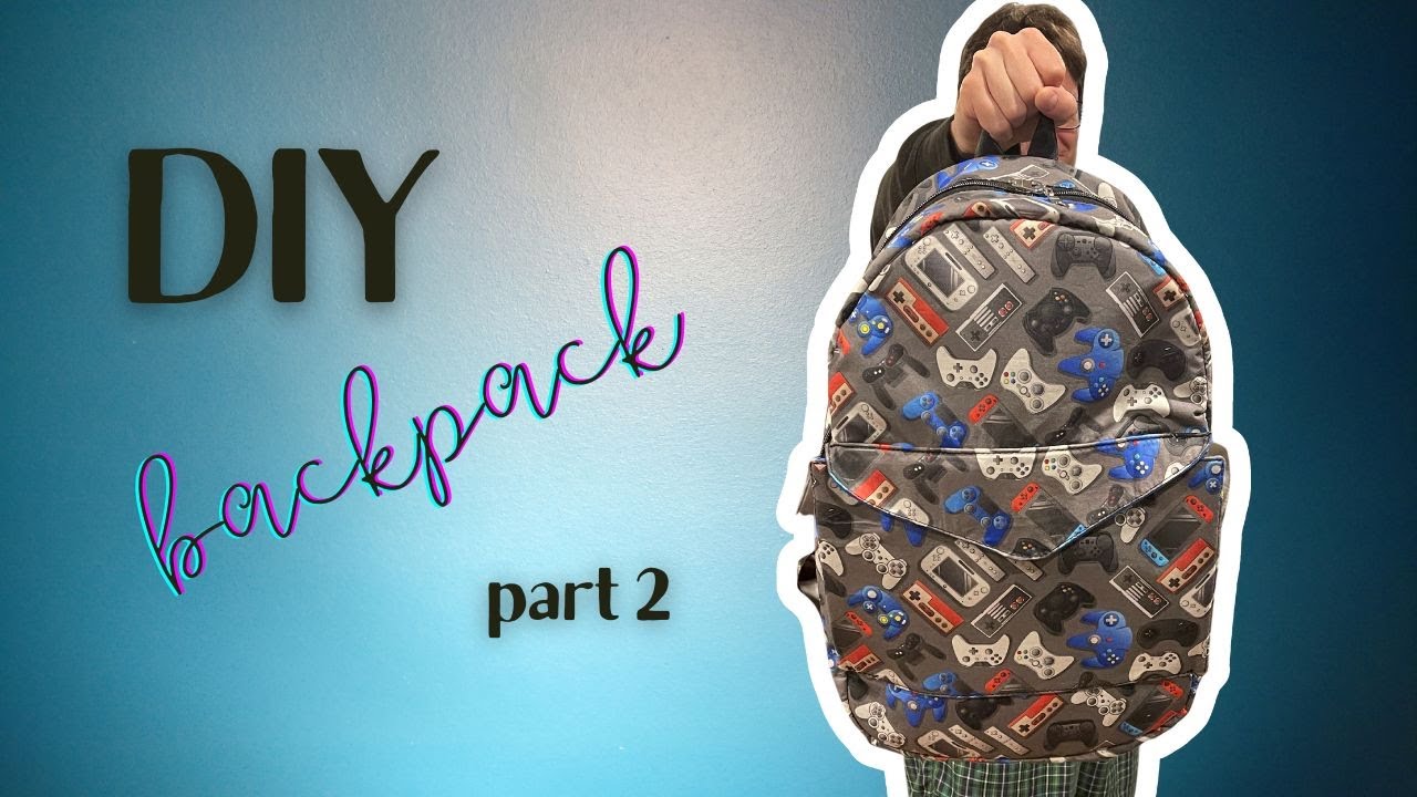 Time-lapse Sewing #5: Sewing up a handmade Backpack Part 2 (game console themed fabric)