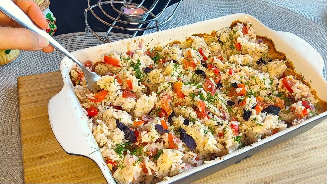 Рис из духовки с сыром Фета. Вкусный ужин за 15 минут.