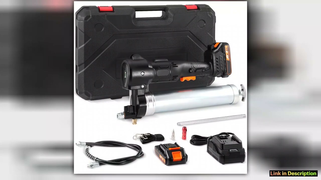 SucceBuy 10000PSI 20Volt Cordless Electric Grease Gun Kit Battery Powered with Two Batteries Carryi