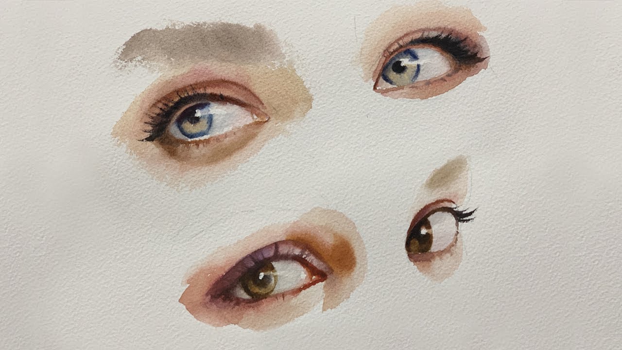 How to Paint Realistic Eye in Watercolor. Realtime beginner tutorials.