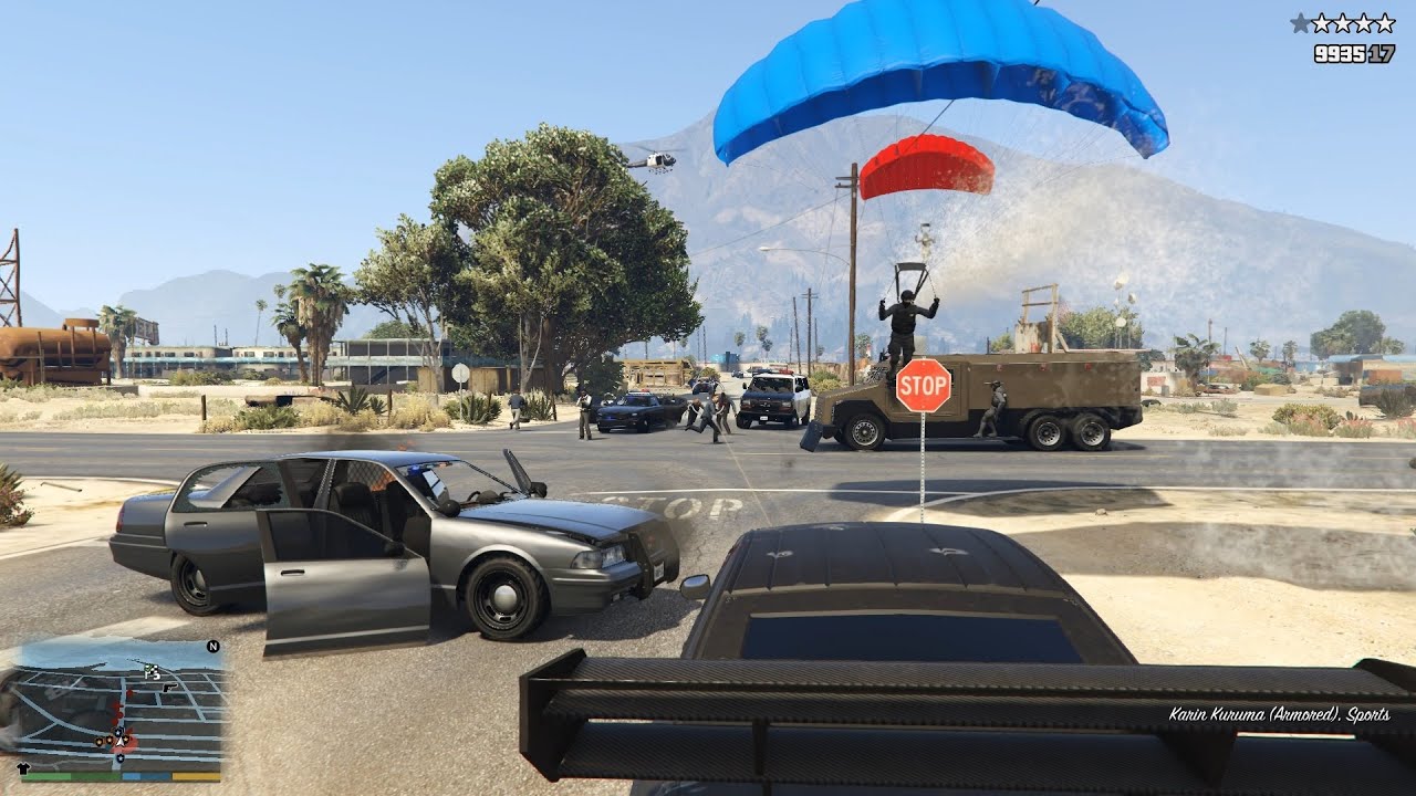GTA V 6 Star Wanted Level Police Shootout + Escape (Dispatch Reworked)