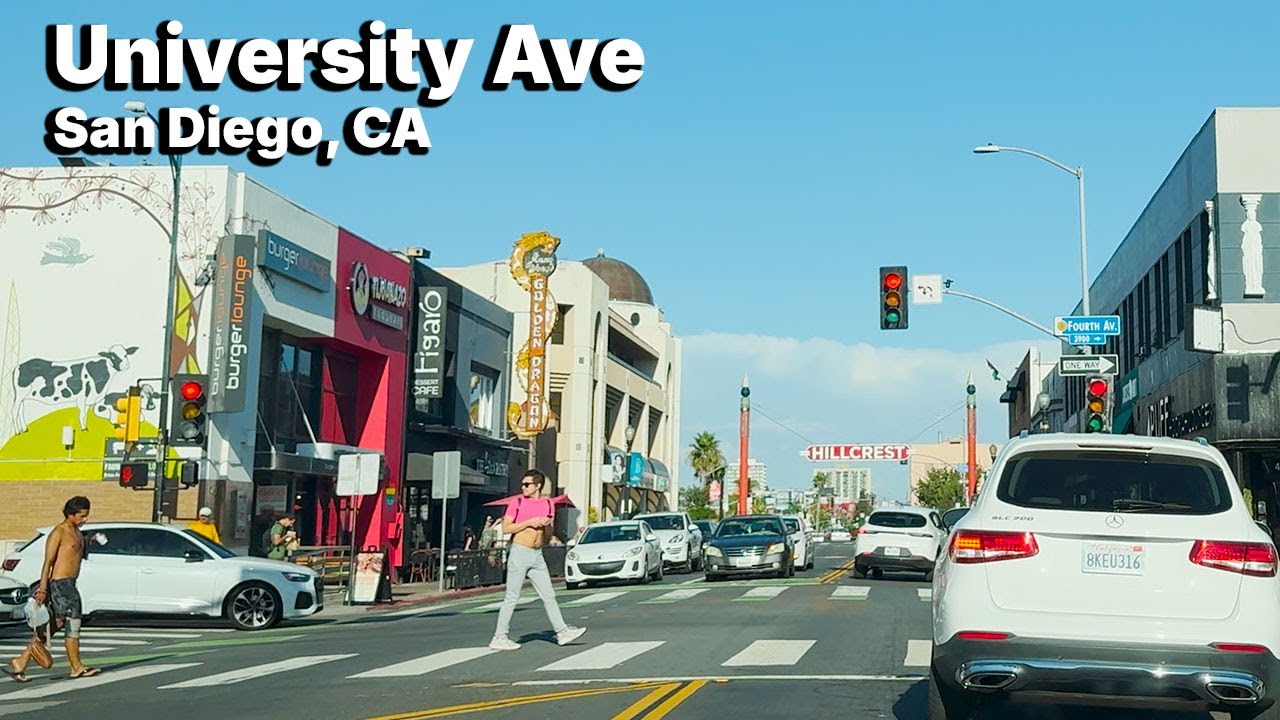[4k] Explore San Diego's Off-Beat Hoods | 🚗 Cruisin University Avenue from Hillcrest to La Mesa 🌴