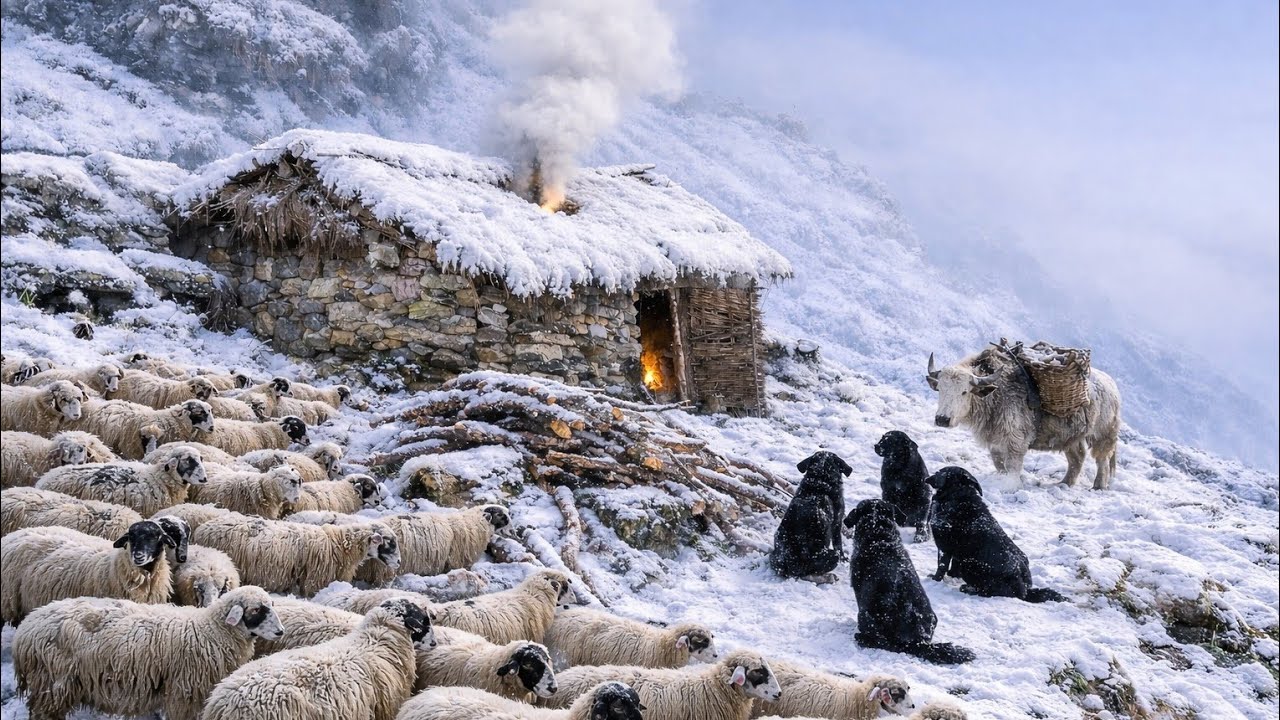 Surviving Shepherd Life in One Of The Coldest Regions Of Nepal A Snowy Freezing Winter Village intro