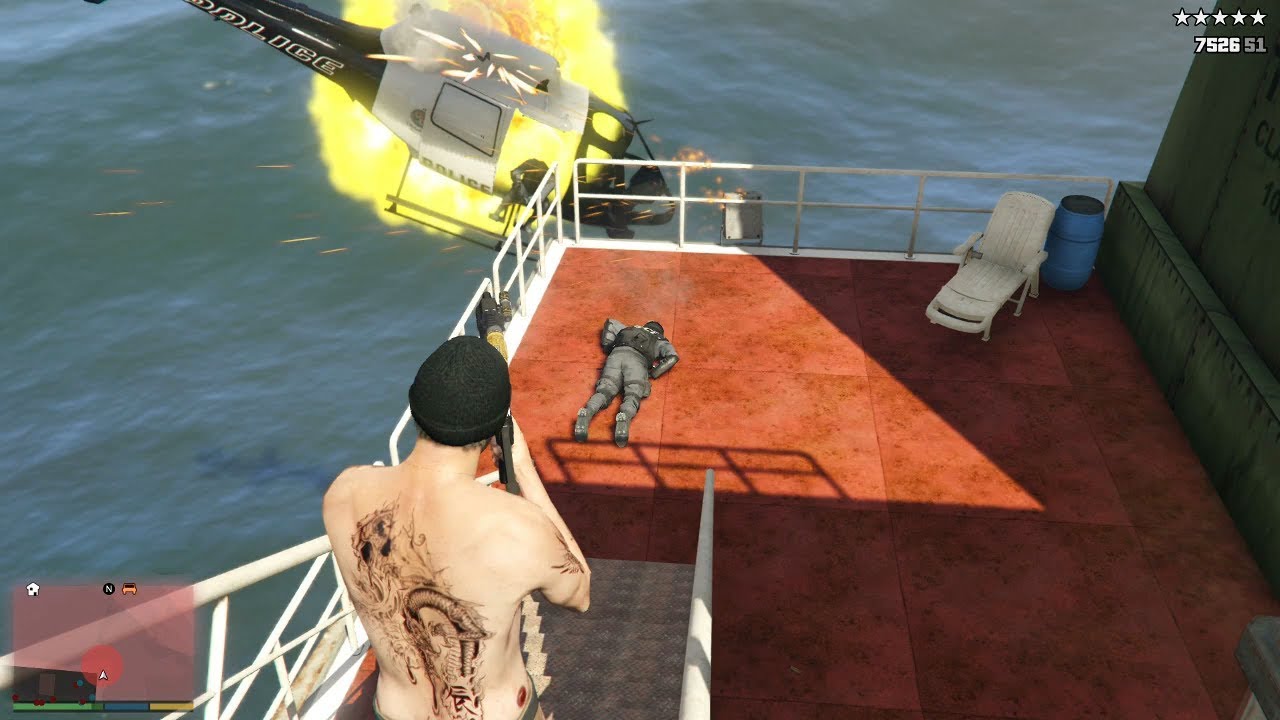 GTA 5 - Trevor's FIVE STAR COP BATTLE On A Ship (GTA V Funny Moments)