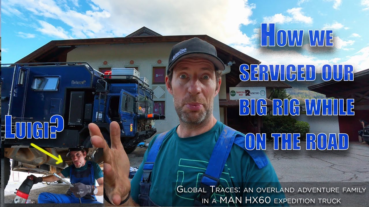 Servicing Bebe, our MAN HX 60 Expedition truck while travelling