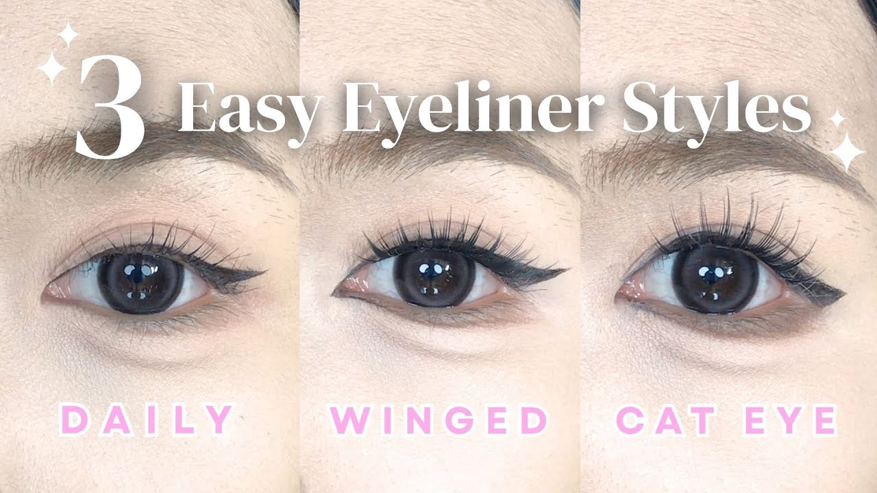 3 Easy EYELINER Styles | Step by Step Tutorial (Slowed Down & In-Depth)