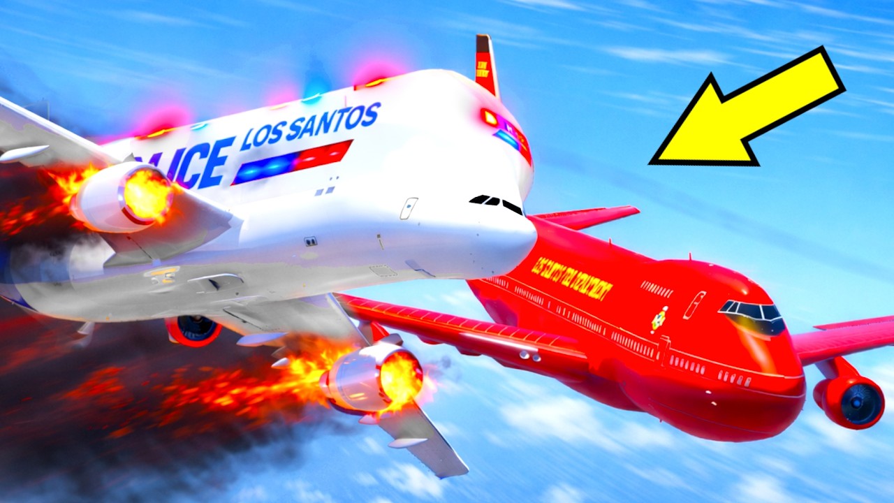 Police Airplane Chases Criminal Aeroplane But Crashes In Mid-Air | GTA 5