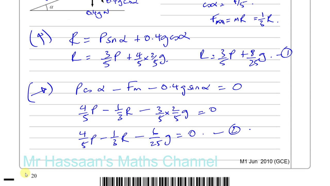 EDEXCEL M1 IAL JUN 2010 Q7   Statics Inclined Planes