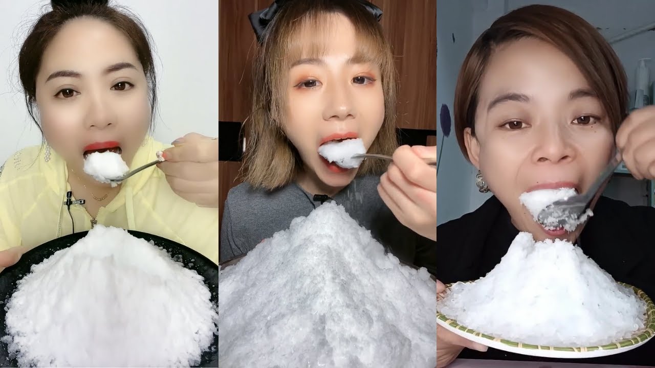 얼음ASMR 얼음먹방 SOFT FLUFFY ICE EATING ASMR 🤍❄️ CRISPY CRUNCHY SOUND SATISFYING MUKBANG REAL SNOW EATING