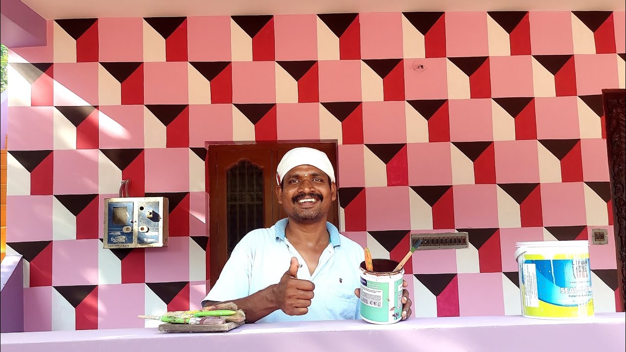 வீட்டில் 3d பெயிண்டிங் டிசைன் | wall 3d painting easy method | Interior  Exterior design |Januarts 