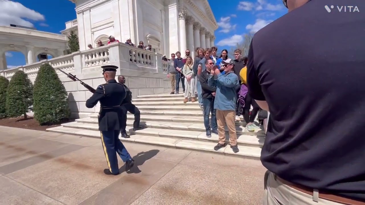 Changing of the Guard ceremony at the Tomb of the Unknown Soldier in Arlington National Cemetery