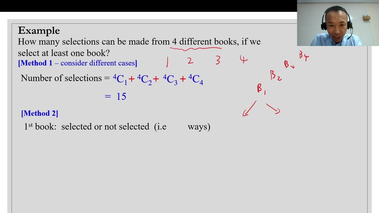 Permutations and Combinations 26-Coms of n objects (distinguishable) taken any no at a time - Eg