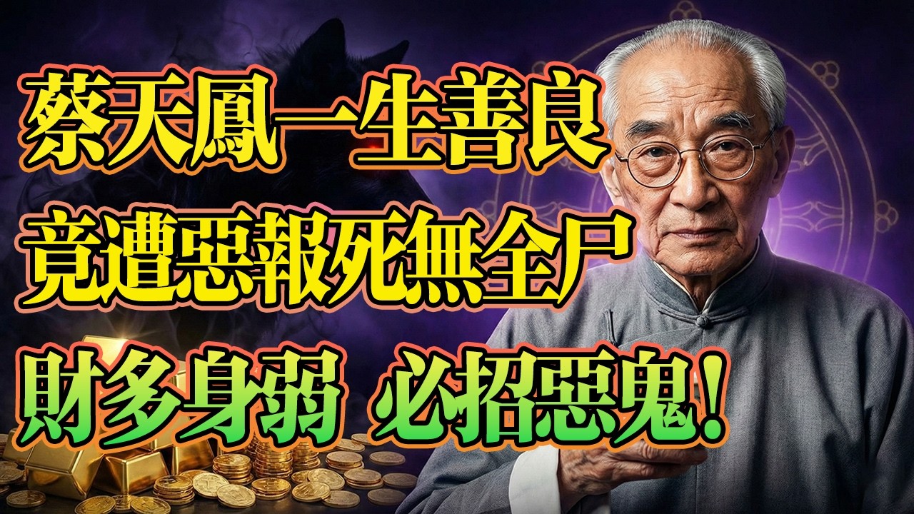 南懷瑾揭示：「財多身弱，必招惡鬼」香港名媛蔡天鳳一生善良，竟遭惡毒丈夫報復死無全尸！善良沒牙齒，就是餵狼吃肉！「愚痴慈悲」#南懷瑾 #人性 #因果報應 #升米恩斗米仇 #易經智慧 #明星因果