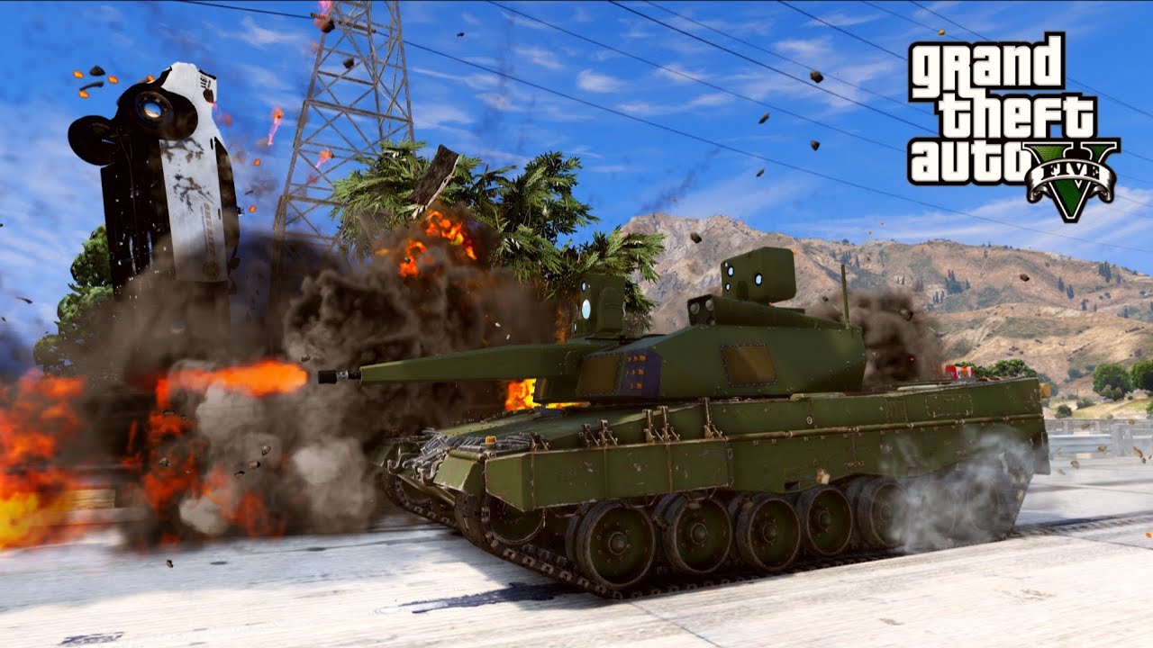 GTA V Crazy Leo2sr Tank Crashes Compilation Destruction Gta 5 Car Crashes 493