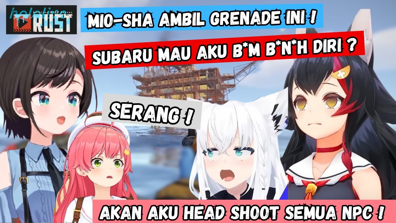 Keseruan Subaru Fubuki Miko Mio nge Raid Oil Rig di Holo Rust | [ Hololive Sub id ]