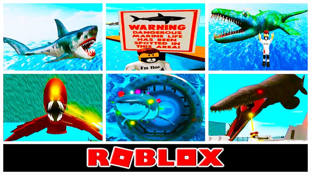 Survive The Sea Monsters (Shark Megalodon Bloop) in 16 Roblox Games
