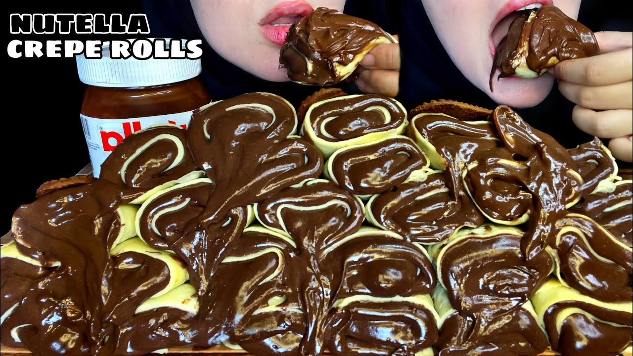 🍫ASMR NUTELLA CHOCO CREPE ROLLS MUKBANG 能多益可麗餅/ヌテラクレープ/كريب نوتيلا/누텔라 크레이프