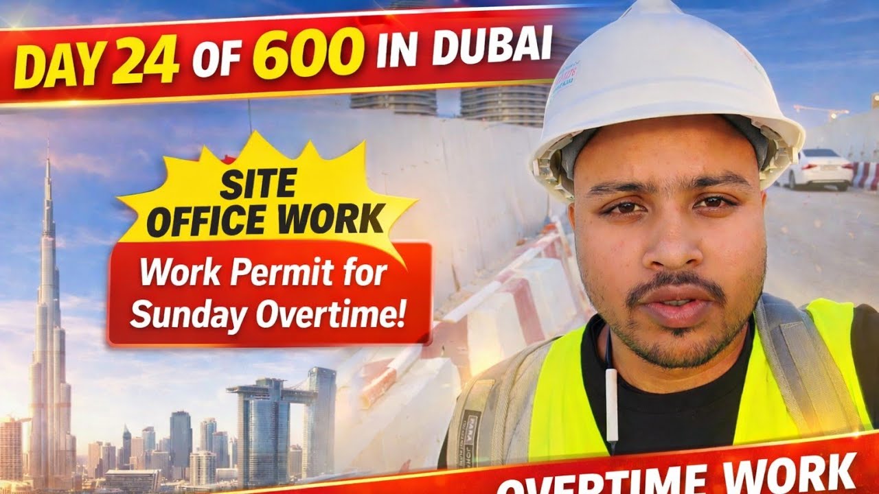 Day 24 of 600 in Dubai 🇦🇪 | Site Office Work & Sunday Overtime Permit