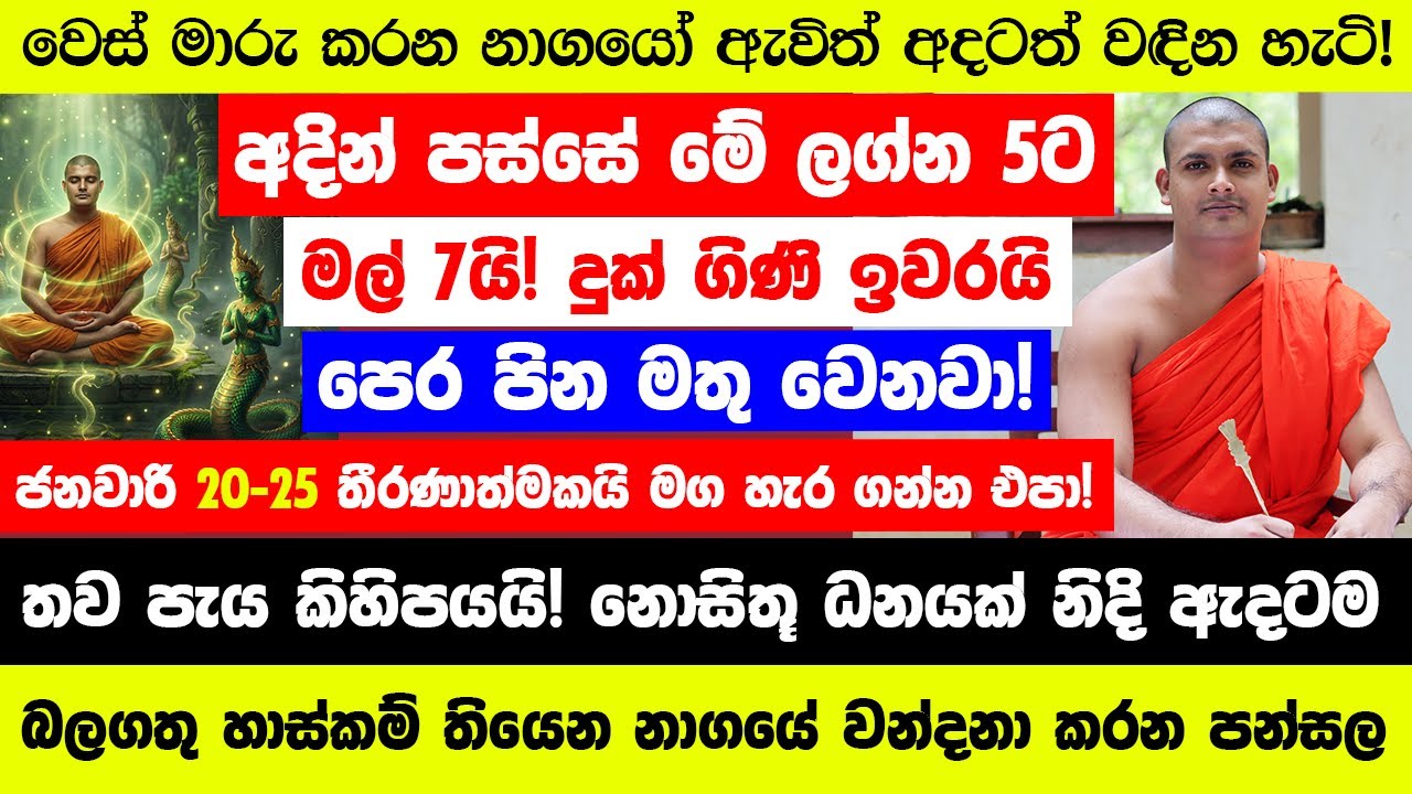 අදින් පස්සේ මේ ලග්න 5ට පෙර පින මතු වෙනවා🔴 දුක් ගිණි ඉවරයි  - වෙස් මාරු කරන නාගයෝ අදටත් වඳින හැටි!