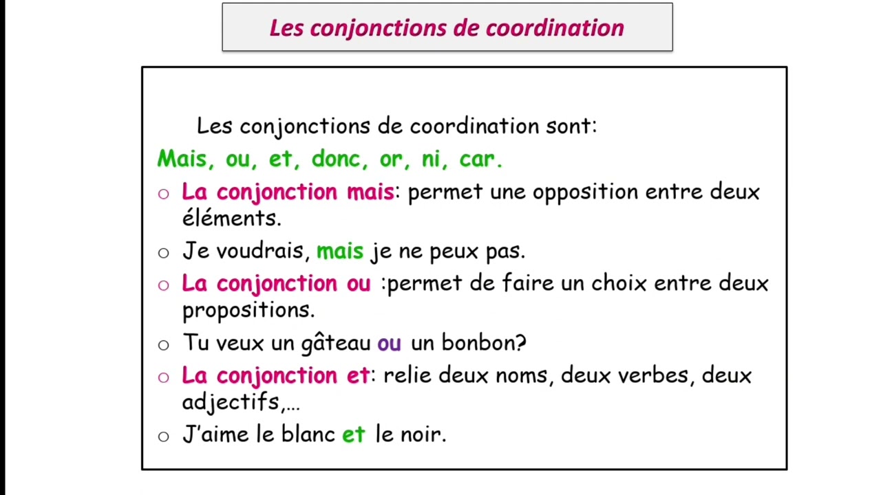 Les conjonctions de coordination