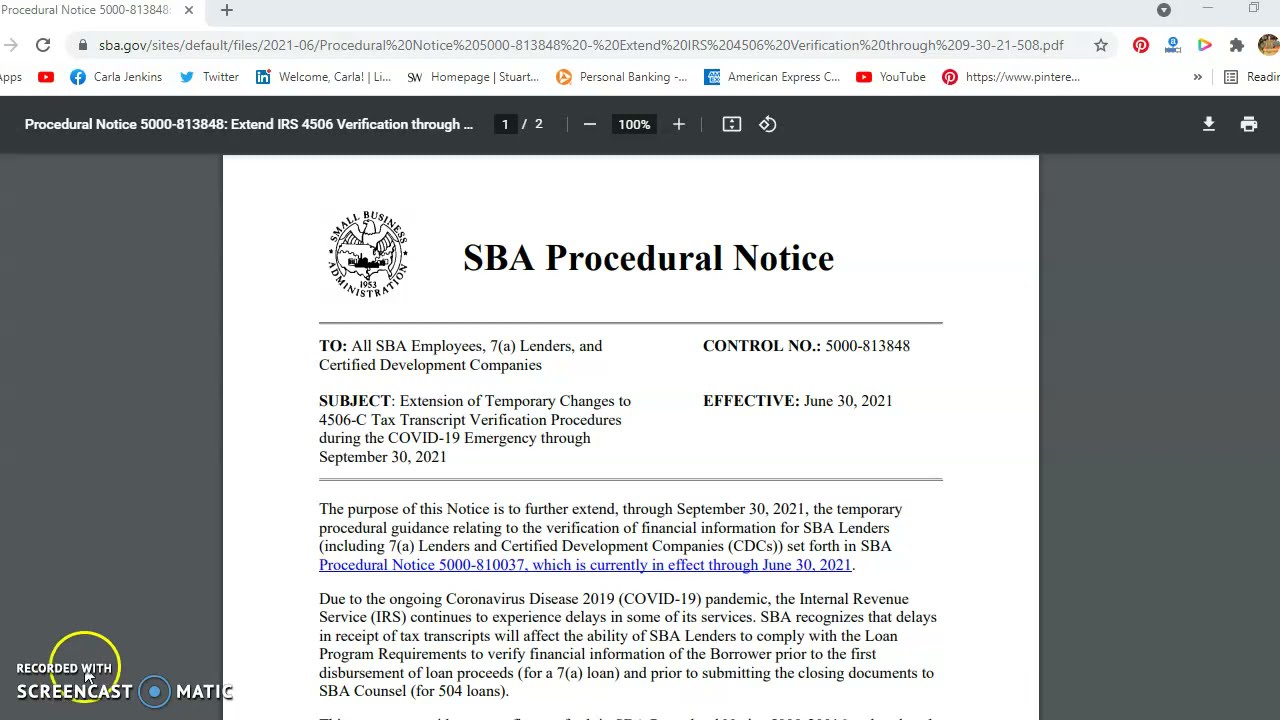 Breaking News: SBA New Procedure For Handling 4056 IRS Transcript Requests