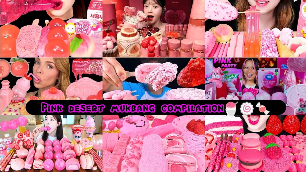 PINK DESSERT MUKBANG COMPILATION |ASMR EATING PINK FOOD |PINK DESSERT|SATISFYING EATING SOUND|🍬🍥🍧