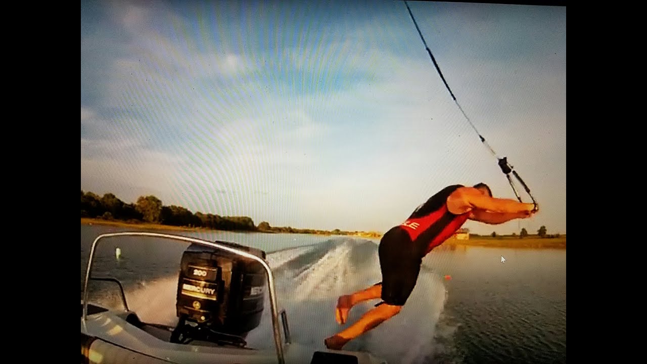 Barefoot waterskiing freestyle Chad Sullivan extreme tricks