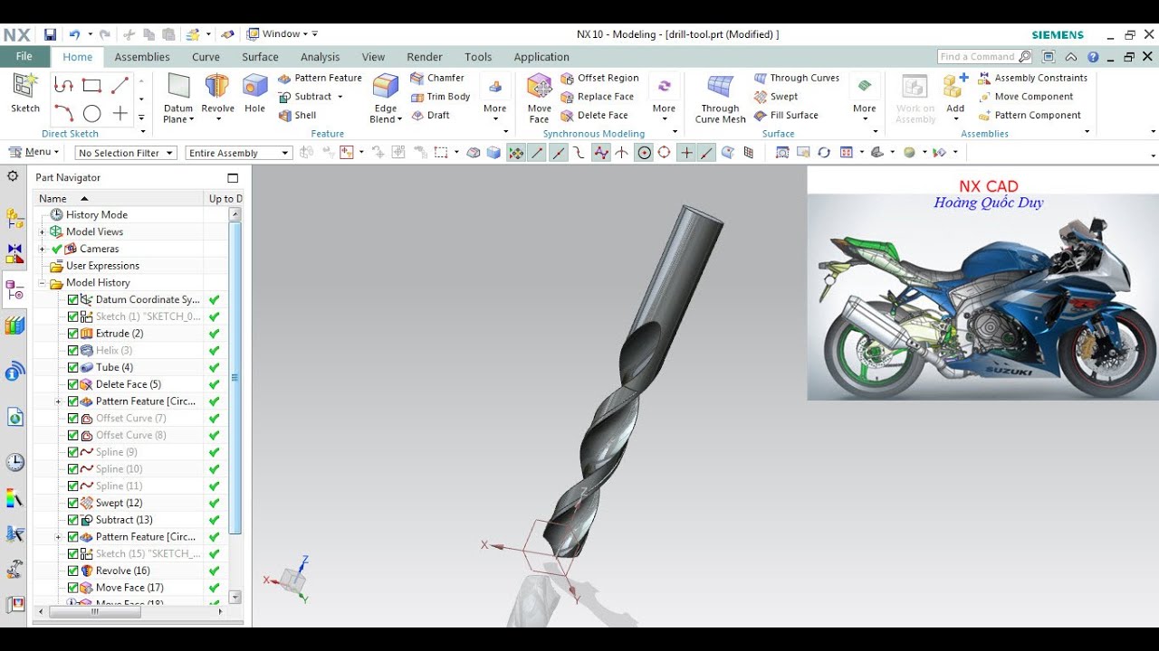 NX CAD TUTORIAL : Drill tool