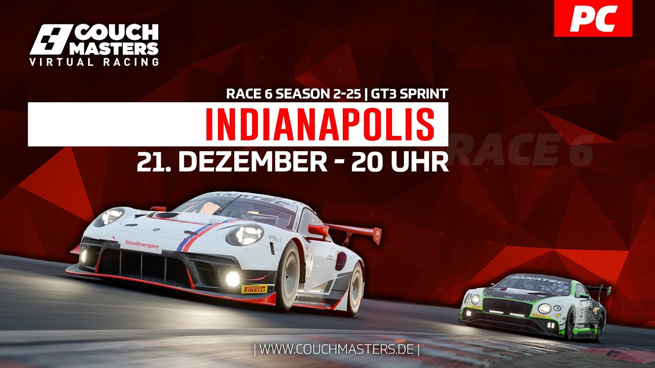 Couch Masters - Virtual Racing | Indianapolis | S2R6-2025 | PC | GT3 Sprint