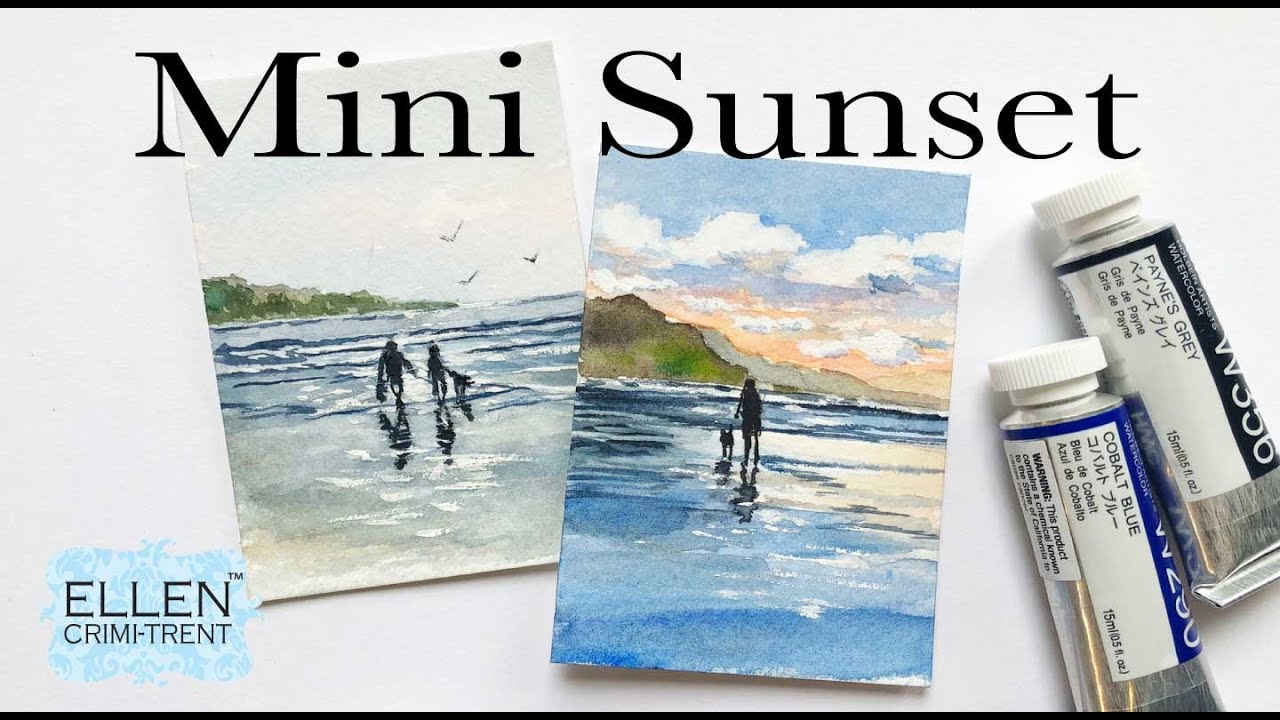 Mini Watercolor Sunset paintings