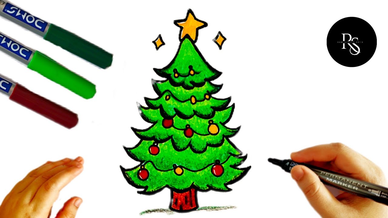 How to Draw a Christmas Tree | Easy Step-by-Step Christmas Drawing | Simple & Cute Drawing
