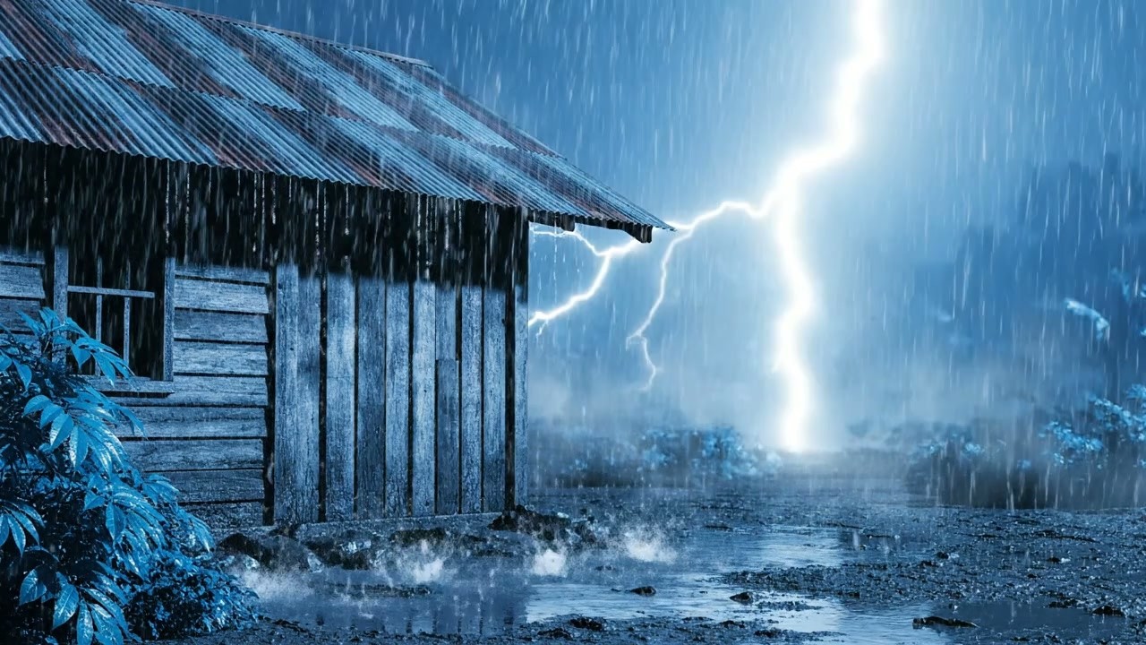 🔴 24/7 Sem Anúncios Sons de Chuva – ASMR Chuva Implacável no Telhado de Zinco para Exaustão Extrema