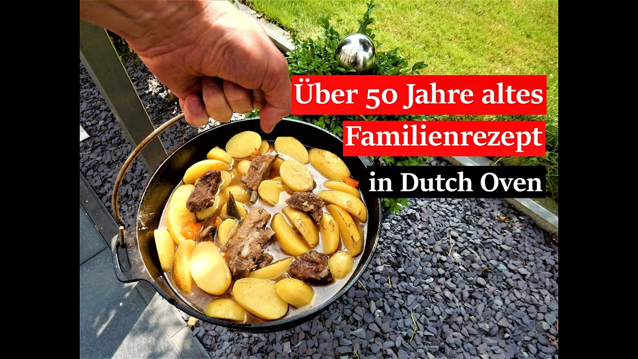Schichtfleisch, Kartoffeln und Zwiebeln oder Bauerntopf - unserer alten Familien Rezept. Dutch Oven