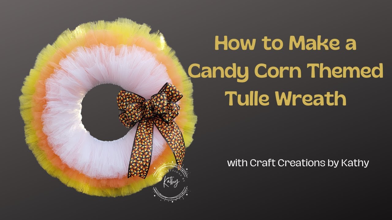 How to Make a Candy Corn Themed Tulle Wreath | Tulle Wreath Tutorial