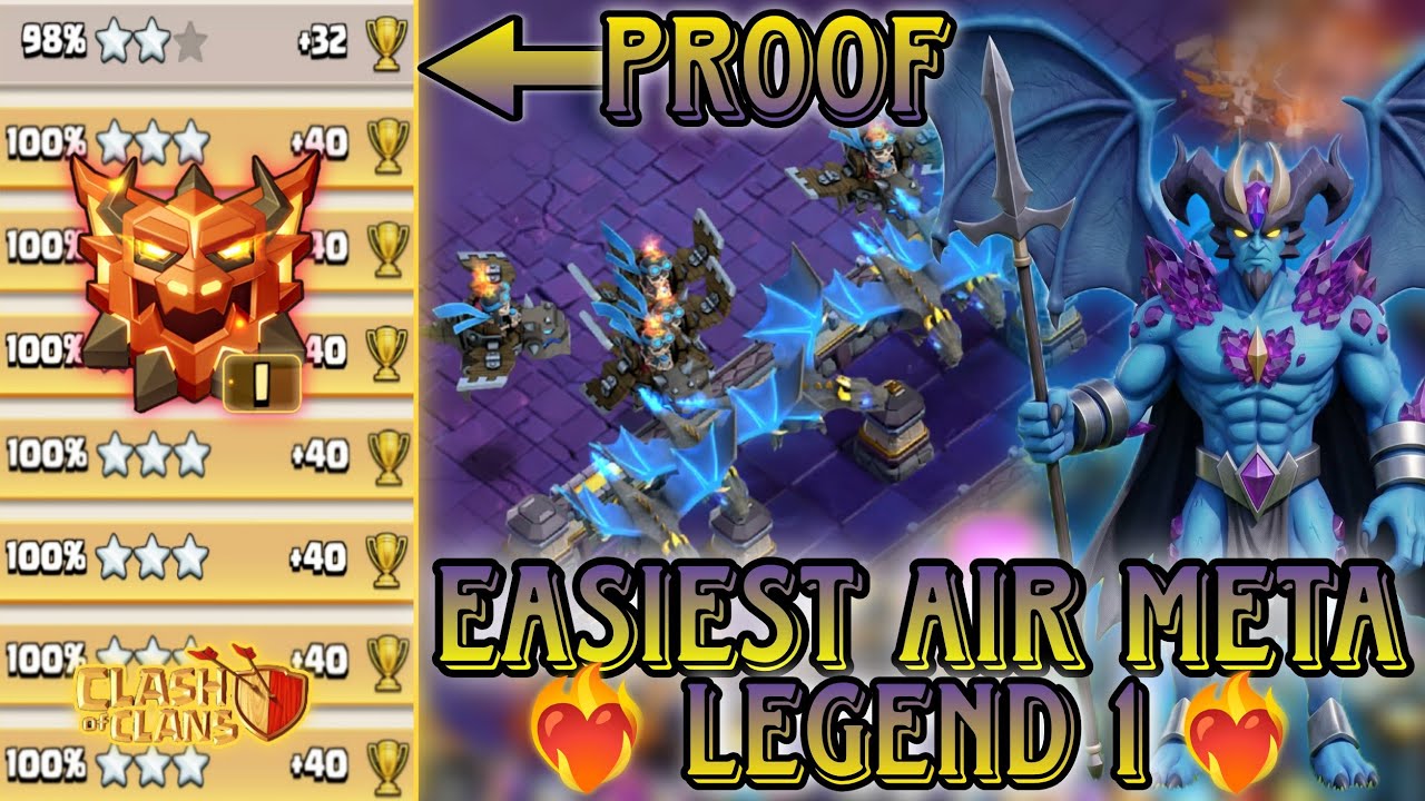 Easiest Air Meta For Ranked Legend League 1. No Need DD Charge, HYDRA Dominating Combo. Army 👇