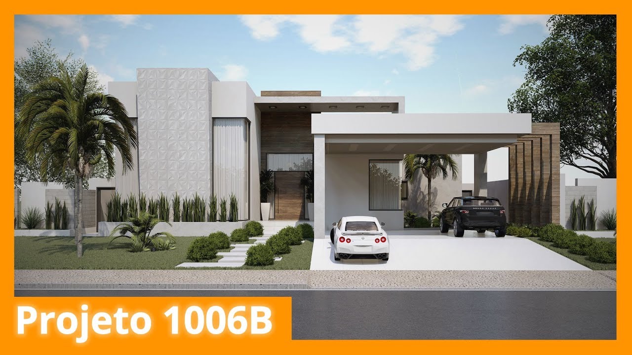 Projeto de casa térrea com escritório - 1006B