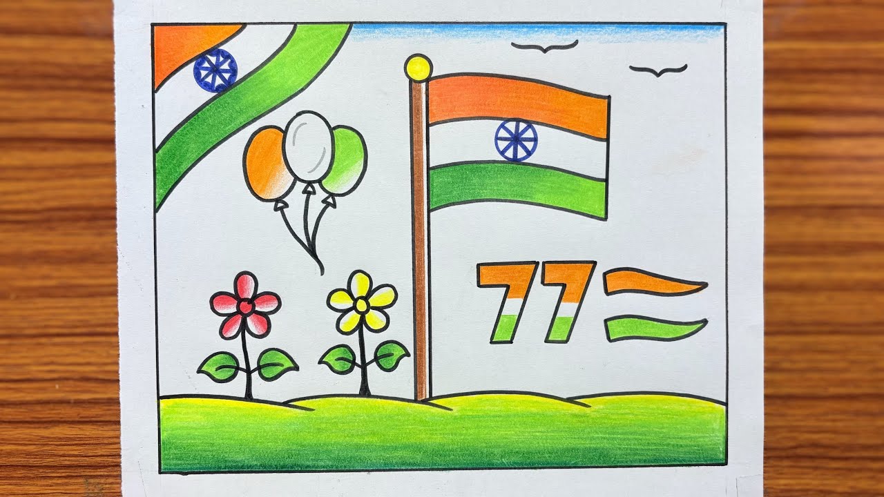 77th Republic Day Picture in Very Easy Way / Republic Day Drawing 
