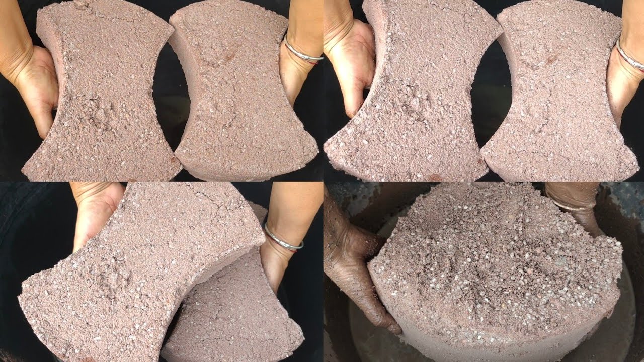 Asmr/ Red dirt with white concrete super soft interlock tiles/ Chunks Crumbling in water 💦 dipping