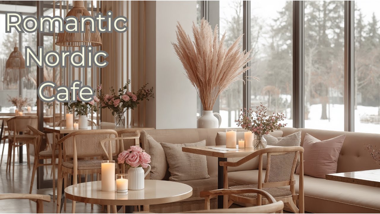 Valentine's Day Café Ambience 💕 Romantic Nordic Coffee Shop with Soft Jazz | Cozy Music 3 Hours