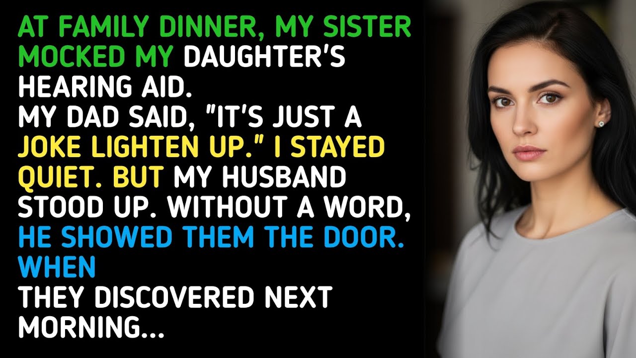 AT FAMILY DINNER, MY SISTER MOCKED MY DAUGHTER'S HEARING AID.MY DAD SAID, 