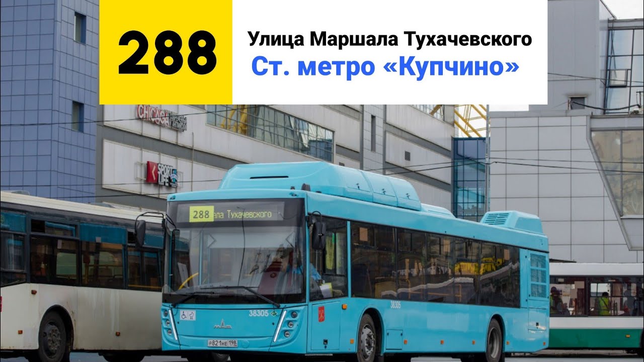 Автобус 288. «Улица Маршала Тухачевского» - Ст. метро «Купчино».