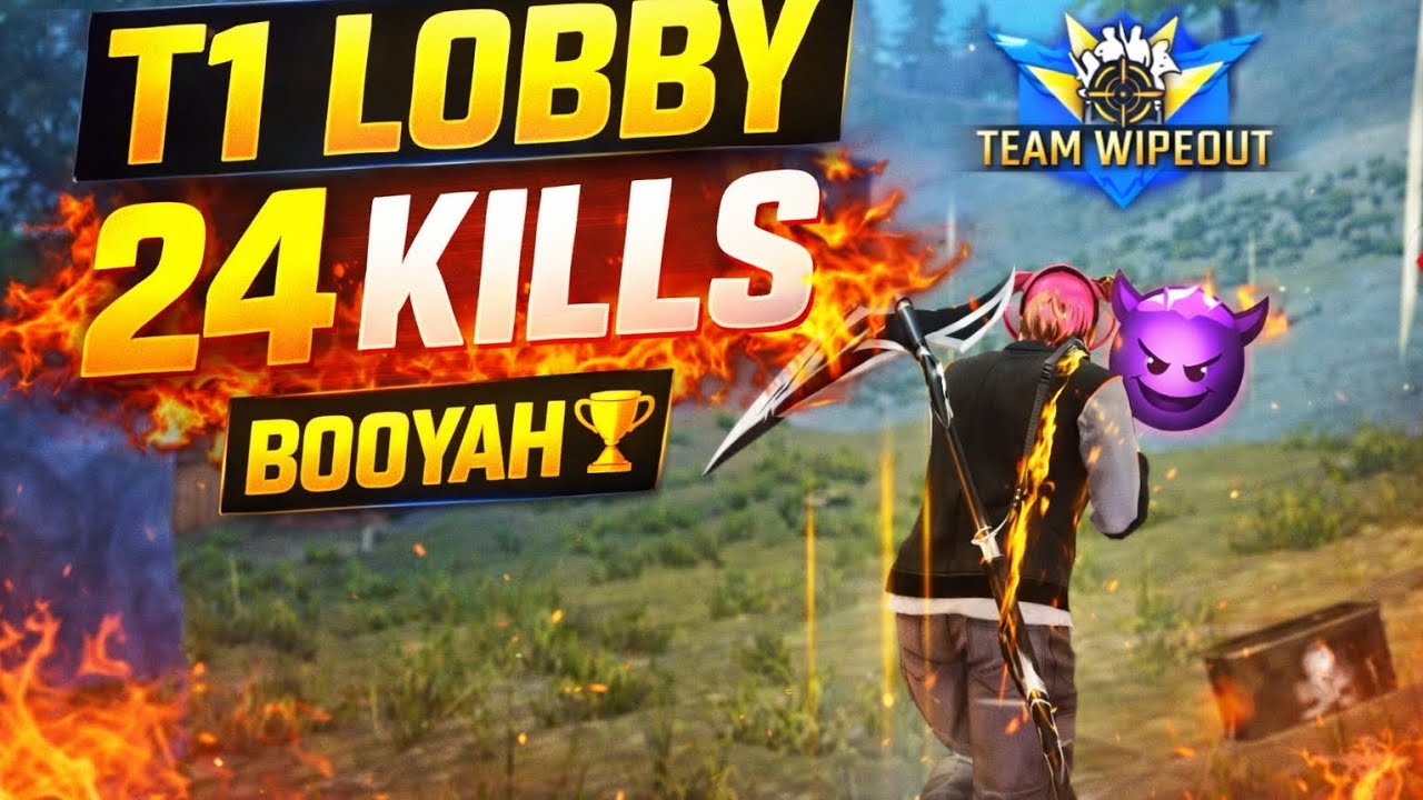 | RAW VIDEO | 24 Kills booyah in T1 lobby | GRINDING |#mefisto #esports #freefire #viral 