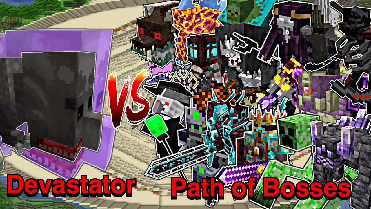 Minecraft |Mobs Battle| Devastator (Illage and Spillage) VS Path of Bosses