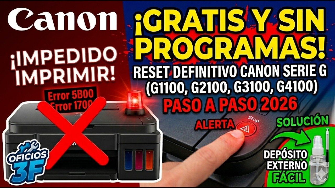 😓🤯RESET CONTADOR CANON SERIE G, ERROR 1700, 5B00...SOLUCIONADO👍💯
