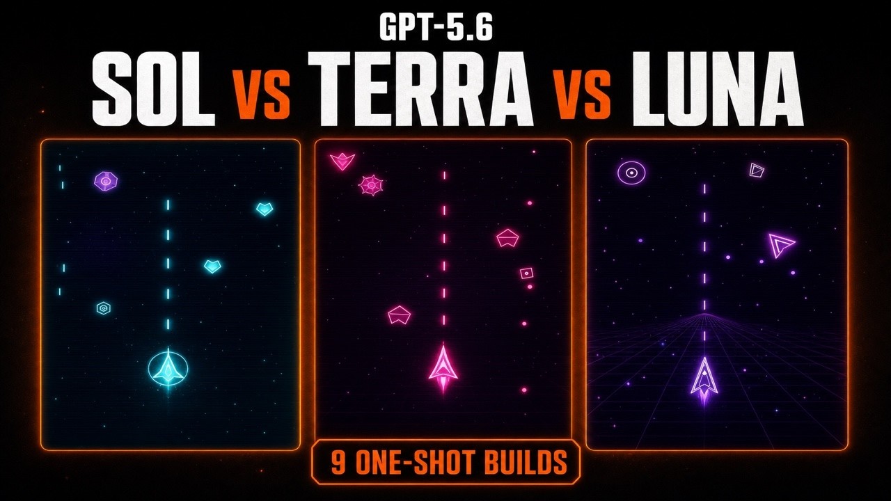 GPT-5.6 Sol vs Terra vs Luna: Space Shooter Coding Test (9 One-Shot Builds)