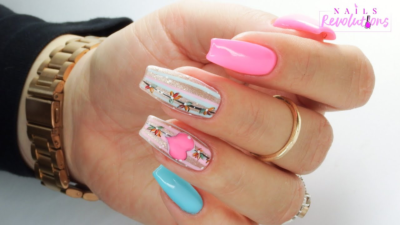 Valentines nails art tutorial step by step / Cuccio /Stardoro