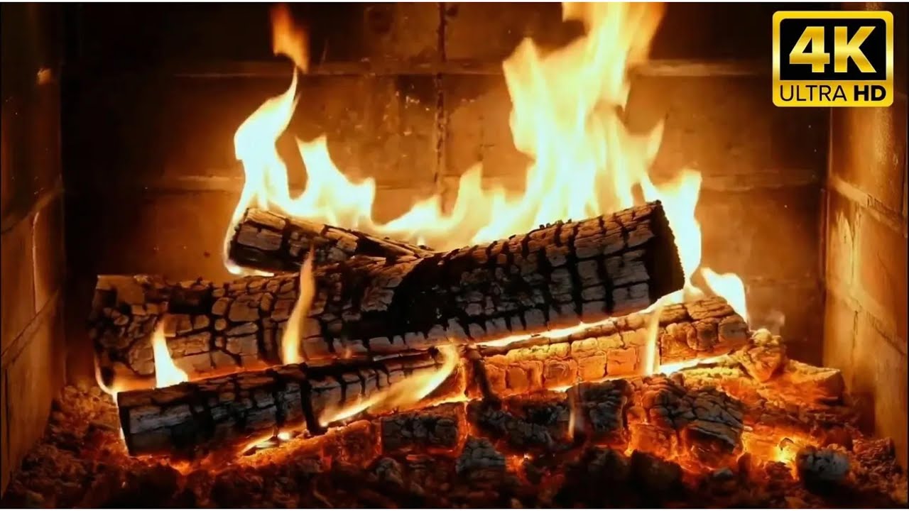 🔥 Cozy Fireplace Ambience 4K | Crackling Fire, Warm Night, Deep Relaxation